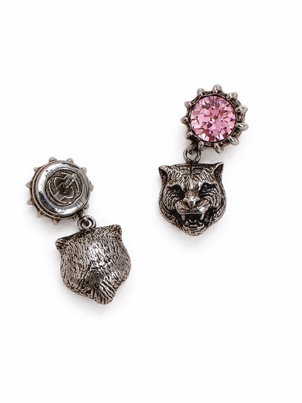 Gucci Crystal Stud Earrings with Feline Head